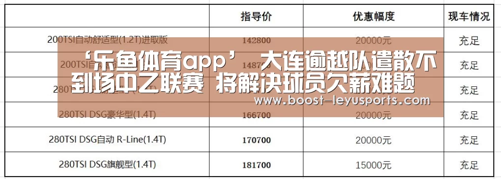 ‘乐鱼体育app’
大连逾越队遣散不到场中乙联赛 将解决球员欠薪难题(图1) 乐鱼体育app
